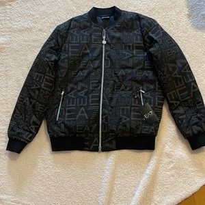 NWT emporio Armani - mens - size small black jacket with grey monogram
